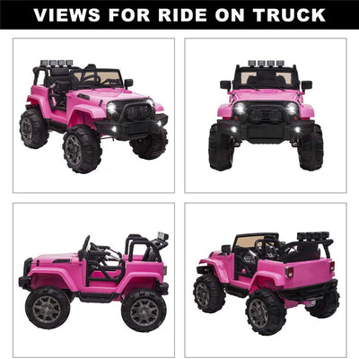 Kids Ride on Cars, 12V Electric Vehicles with Remote Control, Motorized Vehicles Ride on Car W/Lights, Spring Suspension, MP3 Player, Pink Battery-Powered Ride on Toys for Girls,LLL1803