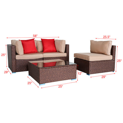 Patio Furniture Set Clearance, 4 Piece Patio Furniture Sets with Armless Sofa, Coffee Table, 2 Corner Sofas, 2 Pillows, All-Weather Patio Sectional Sofa Set with Cushions for Backyard Garden Pool, L