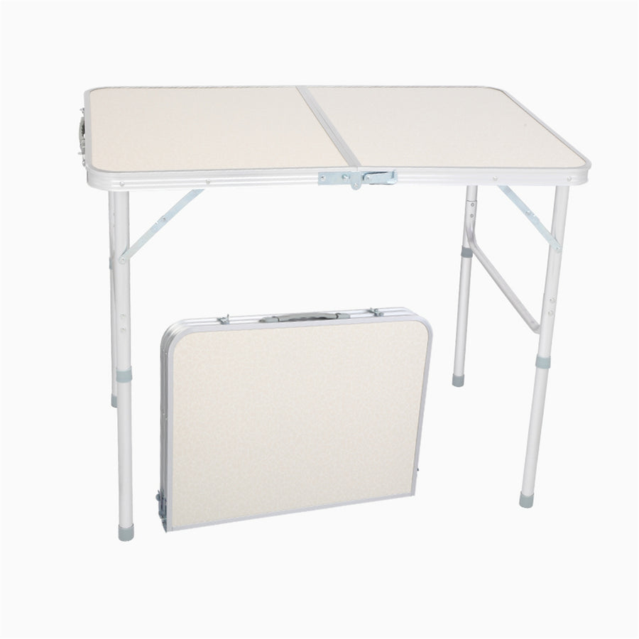 4FT Aluminum Alloy Folding Table, Indoor Outdoor Portable Foldable Plastic Dining Table, Lightweight Rectangular Table with Adjustable Height & Carrying Handle for Party Picnic Beach Camping, B280