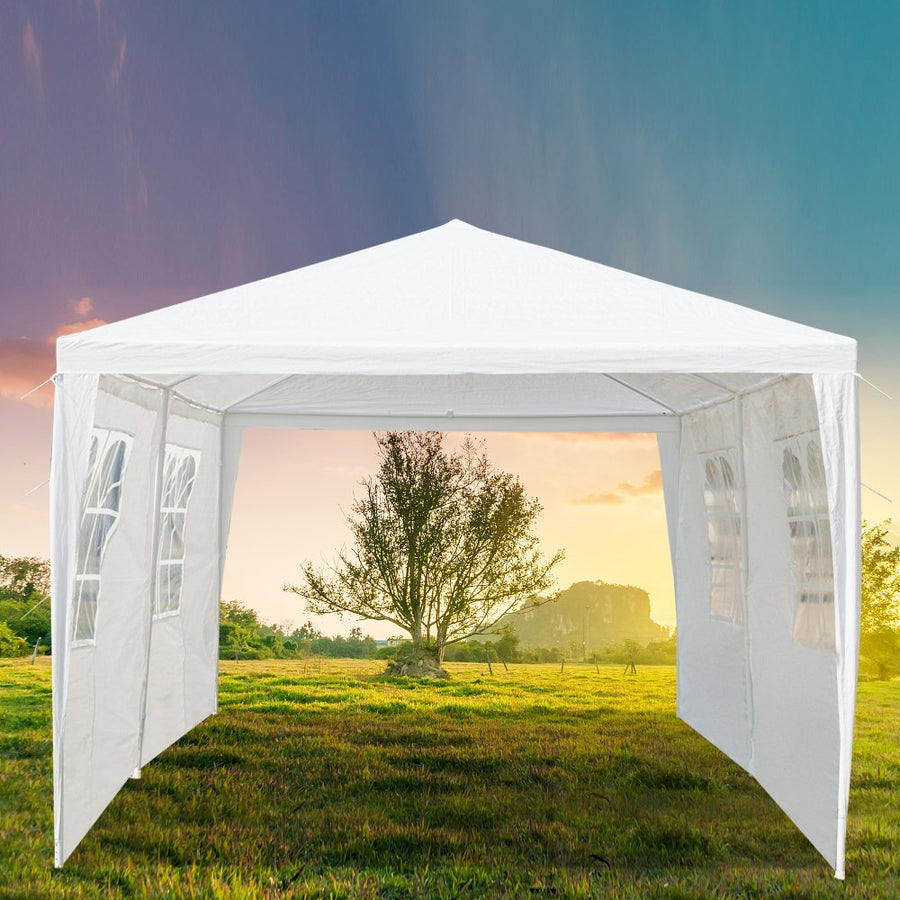 Canopy Party Tent for Outside, 10' x 20' Patio Gazebo Tent with 4 SideWalls, SEGMART Upgraded White Outdoor Party Wedding Tent, White Backyard Tent for Catering Garden Beach Camping, L254