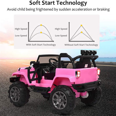 Kids Ride on Cars, 12V Electric Vehicles with Remote Control, Motorized Vehicles Ride on Car W/Lights, Spring Suspension, MP3 Player, Pink Battery-Powered Ride on Toys for Girls,LLL1803
