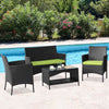 Clearance!Outdoor Patio Furniture Set, 4 Piece Patio Conversation Set with Glass Dining Table, Loveseat & Cushioned Wicker Chairs, Modern Outdoor Rattan Wicker Patio Set for Yard, Porch, Pool, L3125