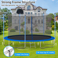 12ft Trampoline with Enclosure, New Upgraded Kids Outdoor Trampoline with Ladder, Heavy Duty Round Trampoline for Indoor or Outdoor Backyard, LLL4569