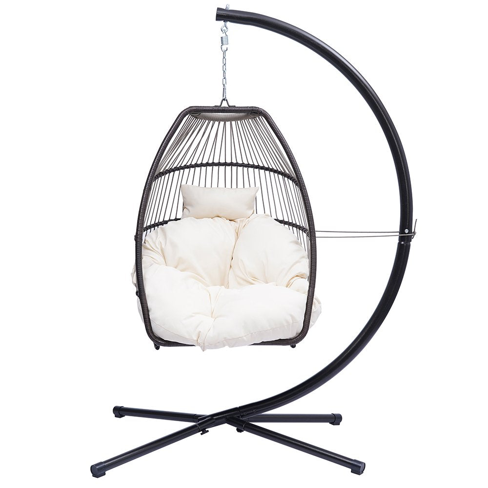 Hanging egg chair with stand online white