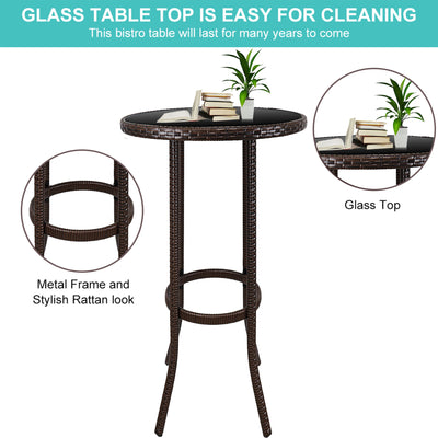 SEGMART 3 Pieces Outdoor Bistro Patio Bar Furniture Sets, Outdoor Height Bar Bistro Table Set with High Top Table and 2 PCS High Chair, SS300