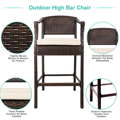 SEGMART 3 Pieces Outdoor Bistro Patio Bar Furniture Sets, Outdoor Height Bar Bistro Table Set with High Top Table and 2 PCS High Chair, SS300