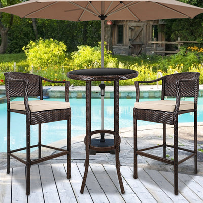 SEGMART 3 Pieces Outdoor Bistro Patio Bar Furniture Sets, Outdoor Height Bar Bistro Table Set with High Top Table and 2 PCS High Chair, SS300