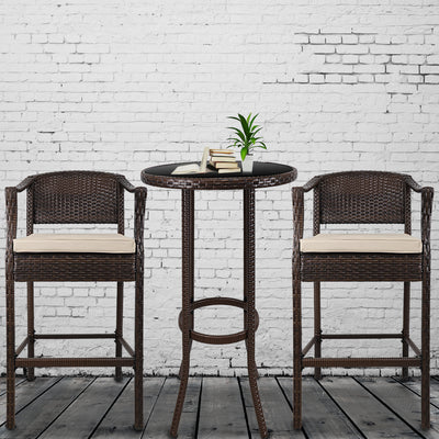 SEGMART 3 Pieces Outdoor Bistro Patio Bar Furniture Sets, Outdoor Height Bar Bistro Table Set with High Top Table and 2 PCS High Chair, SS300