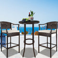 SEGMART 3 Pieces Outdoor Bistro Patio Bar Furniture Sets, Outdoor Height Bar Bistro Table Set with High Top Table and 2 PCS High Chair, SS300