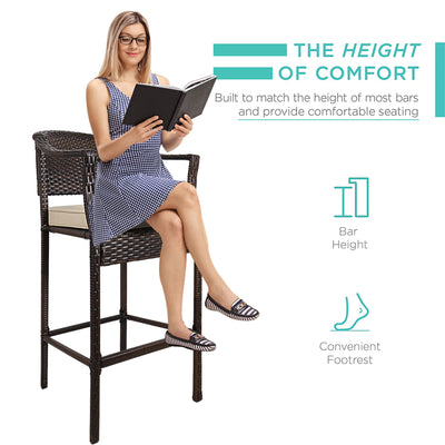 SEGMART 3 Pieces Outdoor Bistro Patio Bar Furniture Sets, Outdoor Height Bar Bistro Table Set with High Top Table and 2 PCS High Chair, SS300