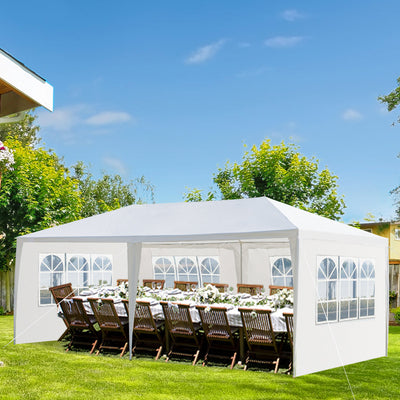 SEGMART 10 x 20 Canopy Tent with 4 Removable SideWalls for Patio Garden, Sunshade Outdoor Gazebo BBQ Shelter Pavilion, for Party Wedding Catering Gazebo Garden Beach Camping Patio, White, SS1096