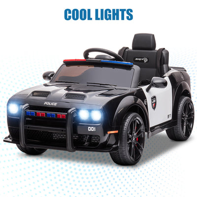Battery Powered Ride on Toys, 12V Dodge Challenger Ride on Cars with Remote Control, Electric Ride on Car Toy for Boys Girls 3-5 YO, Police Ride on Truck Car with Lights, MP3, Bluetooth, Radio, LL143