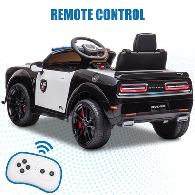 Battery Cars for Kids, Dodge Challenger 12V Ride on Toys with Remote Control, Powered Police Ride on Truck Gift for Boys Girls, Electric Cars with LED Flashing Lights, Music Player, Bluetooth, L6341