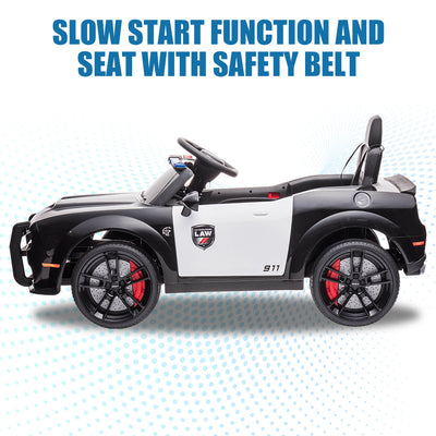 Battery Powered Ride on Toys, 12V Dodge Challenger Ride on Cars with Remote Control, Electric Ride on Car Toy for Boys Girls 3-5 YO, Police Ride on Truck Car with Lights, MP3, Bluetooth, Radio, LL143