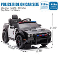 Battery Powered Ride on Toys, 12V Dodge Challenger Ride on Cars with Remote Control, Electric Ride on Car Toy for Boys Girls 3-5 YO, Police Ride on Truck Car with Lights, MP3, Bluetooth, Radio, LL143