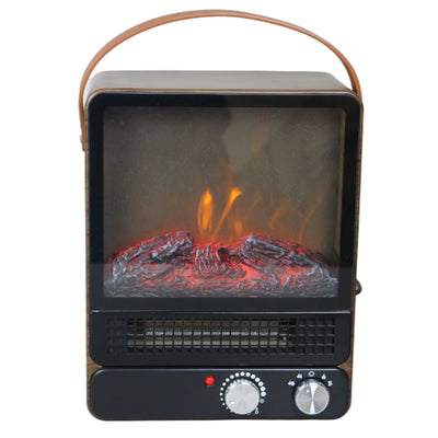 Segmart Portable Electric Fireplace Heater, 750W/1500W Tabletop Space Heater w/3D Flame Effect Walnu, S001