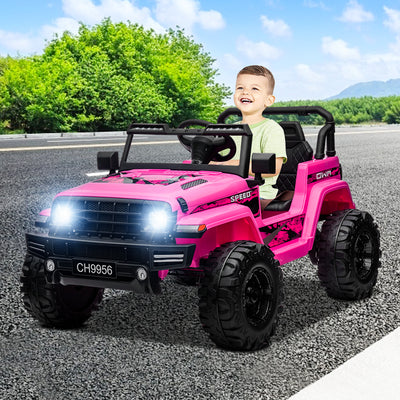 12V Kids Ride-On Electric Car, SEGMART Off-Road Electric Vehicle w/Remote Control, 3 Speeds, LED Lights, Double Doors, Safety Belt, MP3 RC, 1-2 Hours Fun Time, Birthday Gift for 3-6 Kids, 77 lb, S1720