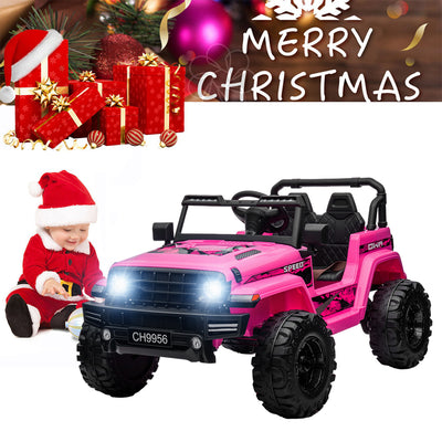 12V Kids Ride-On Electric Car, SEGMART Off-Road Electric Vehicle w/Remote Control, 3 Speeds, LED Lights, Double Doors, Safety Belt, MP3 RC, 1-2 Hours Fun Time, Birthday Gift for 3-6 Kids, 77 lb, S1720