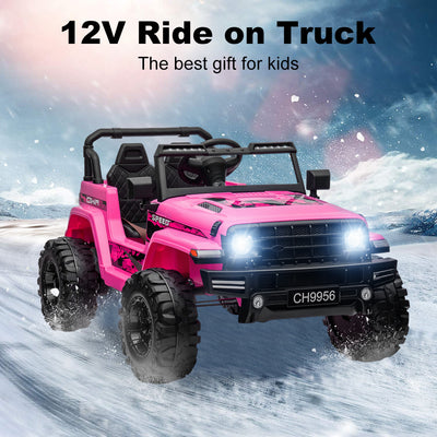 12V Kids Ride-On Electric Car, SEGMART Off-Road Electric Vehicle w/Remote Control, 3 Speeds, LED Lights, Double Doors, Safety Belt, MP3 RC, 1-2 Hours Fun Time, Birthday Gift for 3-6 Kids, 77 lb, S1720