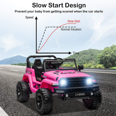 12V Kids Ride-On Electric Car, SEGMART Off-Road Electric Vehicle w/Remote Control, 3 Speeds, LED Lights, Double Doors, Safety Belt, MP3 RC, 1-2 Hours Fun Time, Birthday Gift for 3-6 Kids, 77 lb, S1720