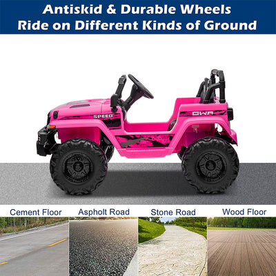 12V Kids Ride-On Electric Car, SEGMART Off-Road Electric Vehicle w/Remote Control, 3 Speeds, LED Lights, Double Doors, Safety Belt, MP3 RC, 1-2 Hours Fun Time, Birthday Gift for 3-6 Kids, 77 lb, S1720