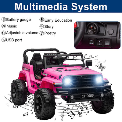 12V Kids Ride-On Electric Car, SEGMART Off-Road Electric Vehicle w/Remote Control, 3 Speeds, LED Lights, Double Doors, Safety Belt, MP3 RC, 1-2 Hours Fun Time, Birthday Gift for 3-6 Kids, 77 lb, S1720