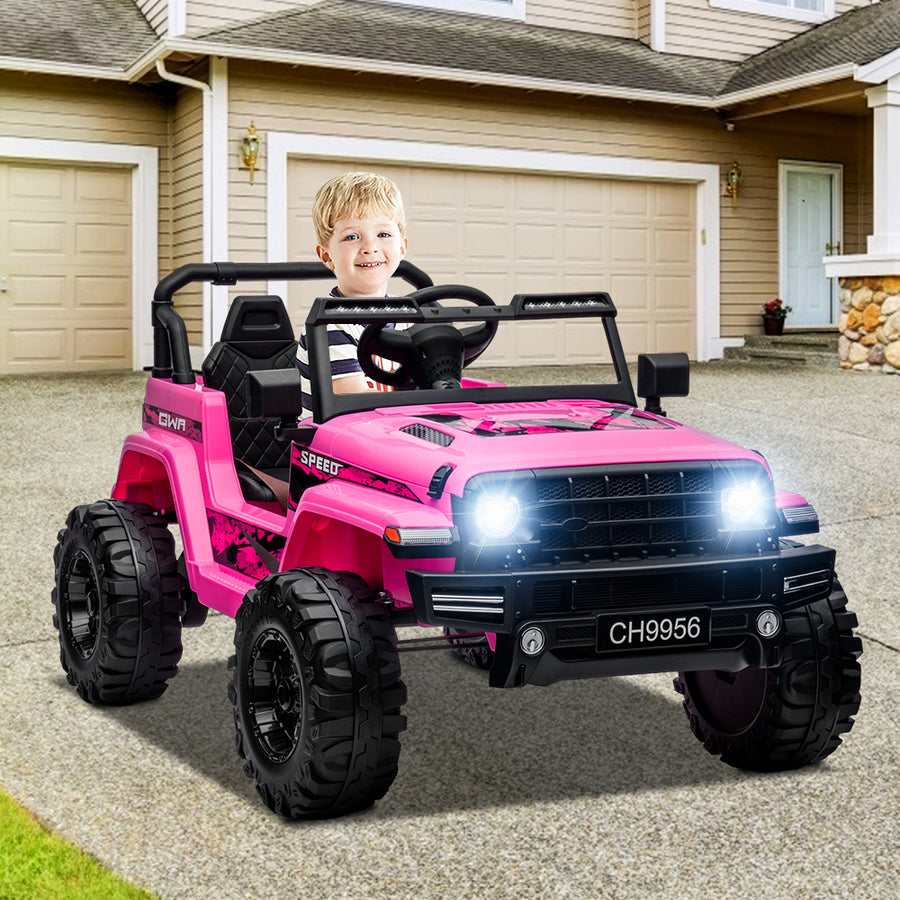 12V Kids Ride-On Electric Car, SEGMART Off-Road Electric Vehicle w/Remote Control, 3 Speeds, LED Lights, Double Doors, Safety Belt, MP3 RC, 1-2 Hours Fun Time, Birthday Gift for 3-6 Kids, 77 lb, S1720