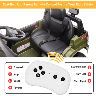 Ride On Kids Truck Car, Segmart Licensed Toyota Tacoma 12 Volt Electric 4 Tries Vehicle with Remote Control, 2 Speeds, 2 LED Headlights, Brakes and Gas Pedal, AUX, Green, SS2640