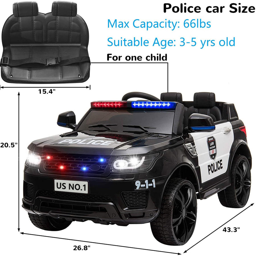 Battery Cars for Kids, 12V Ride on Toys with Remote Control, Police Ride on Truck Gifts for Boys Girls, 3 Speed Electric Vehicle SUV Cars with LED Flashing Light, Music, Horn, L6341