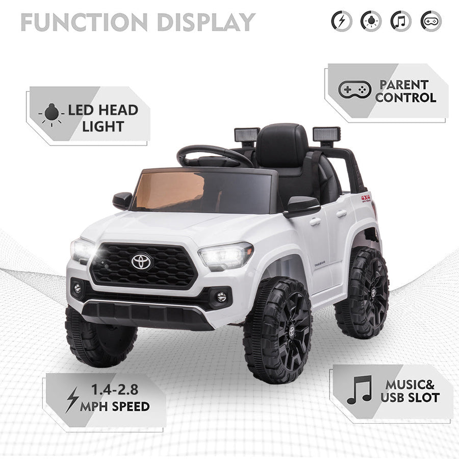 Ride on Toys for Kids, 12V Licensed Toyota Tacoma Ride on Cars with Remote Control, Motorized Vehicles Ride on Truck with Lights/Music, White Battery Powered Ride on Cars for Girls 3 to 5 YO, LLL3165