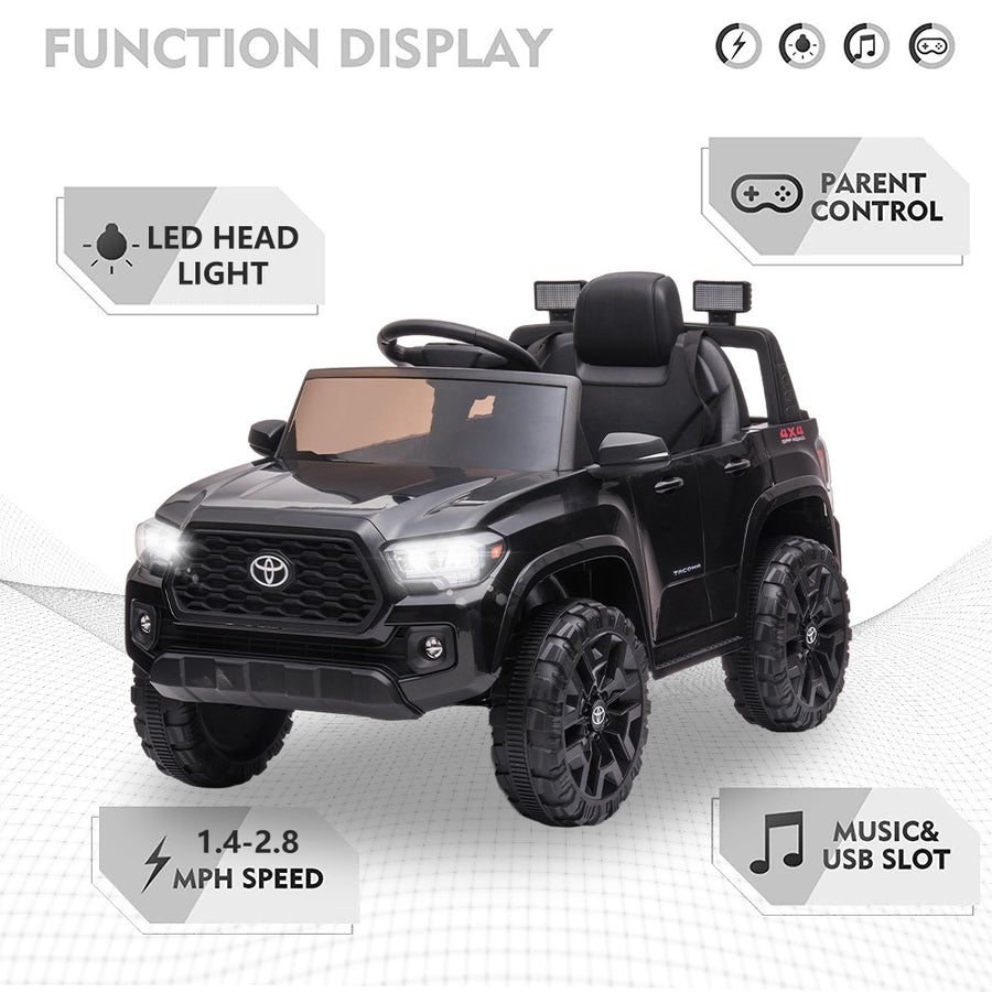 Ride on Toys for Kids, 12V Licensed Toyota Tacoma Ride on Cars with Remote Control, Motorized Vehicles Ride on Truck with Lights/Music, Black Battery Powered Ride on Cars for Boys 3 to 5 YO, LLL3129