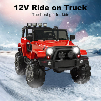SEGMART 12V Kids Ride On Truck Car, 2022 Battery 4 Wheels Electric Car with Parent Remote, Suspension Wheels, LED Lights, 3 Speeds, Kids Electric Vehicles for Boys and Girls, Red, S11115