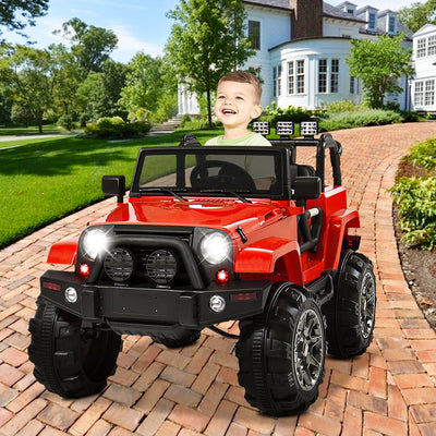 SEGMART 12V Kids Ride On Truck Car, 2021 Battery Powered 4 Tries Electric Car with Parent Remote, Suspension Tries, LED Lights, 3 Speeds, Kids Electric Vehicles for Boys and Girls, Red, S11115