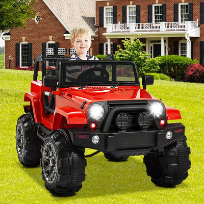 SEGMART 12V Kids Ride On Truck Car, 2022 Battery 4 Wheels Electric Car with Parent Remote, Suspension Wheels, LED Lights, 3 Speeds, Kids Electric Vehicles for Boys and Girls, Red, S11115