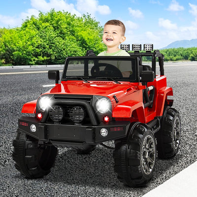 SEGMART 12V Kids Ride On Truck Car, 2022 Battery 4 Wheels Electric Car with Parent Remote, Suspension Wheels, LED Lights, 3 Speeds, Kids Electric Vehicles for Boys and Girls, Red, S11115