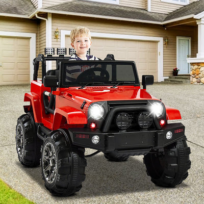 SEGMART 12V Kids Ride On Truck Car, 2021 Battery Powered 4 Tries Electric Car with Parent Remote, Suspension Tries, LED Lights, 3 Speeds, Kids Electric Vehicles for Boys and Girls, Red, S11115
