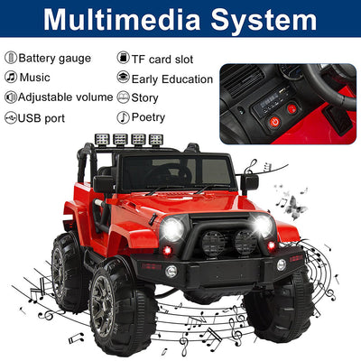 SEGMART 12V Kids Ride On Truck Car, 2021 Battery Powered 4 Tries Electric Car with Parent Remote, Suspension Tries, LED Lights, 3 Speeds, Kids Electric Vehicles for Boys and Girls, Red, S11115