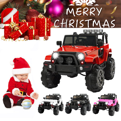 SEGMART 12V Kids Ride On Truck Car, 2022 Battery 4 Wheels Electric Car with Parent Remote, Suspension Wheels, LED Lights, 3 Speeds, Kids Electric Vehicles for Boys and Girls, Red, S11115