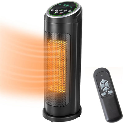 Tower Space Heater, 1500W/1000W Portable Electric PTC Ceramic Heater with Timer and Thermostat, Vertical Space Heater with Remote Control for Office Home, overheat and Tip-over Protection, L