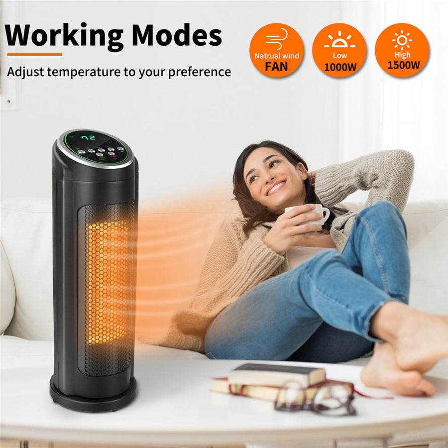 Segmart 16'' Digital Ceramic Tower Space Heater with Remote, Adjustable Thermostat, 12-Hour Timer, Overheat Protection, and Safety Tip-Over Switch, Black, S002