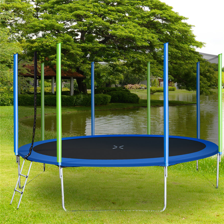 Segmart 12' Kids Outdoor Trampoline with Basketball Hoop and Ladder, L