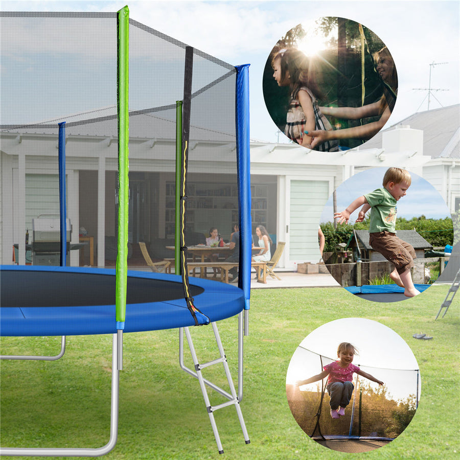 Segmart Trampoline with Enclosure Net, Outdoor Patio Fitness Kids with Spring Cover Padding, 330 lbs Round with 4 Heavy Steel Legs, S1557