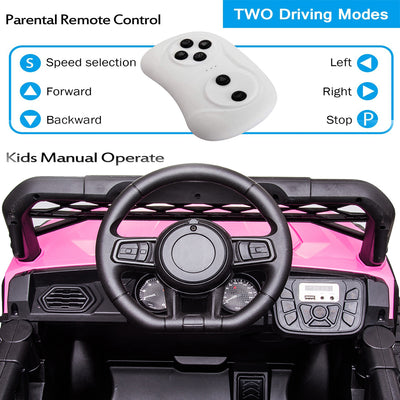 Kids Electric Ride on Car, Newest 12V Battery Powered Ride-on Toys w/ Parental Remote Control, LED Lights, 2 Openable Doors, Spring Suspension, MP3 Player, Electric Car for Kids for 3-5 Year