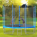 SEGMART Trampoline for Kids, New Upgraded 10 Feet Outdoor Trampoline with Enclosure Net, Basketball Hoop and Ladder, Heavy Duty Blue Round Trampoline for Outdoor Backyard, L