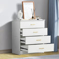 Dressers for Bedroom, Heavy Duty 4-Drawer Wood Chest of Drawers, Modern Storage Bedroom Chest for Kids Room, White Vertical Storage Cabinet for Bathroom, Closet, Entryway, Hallway, Nursery, L2028